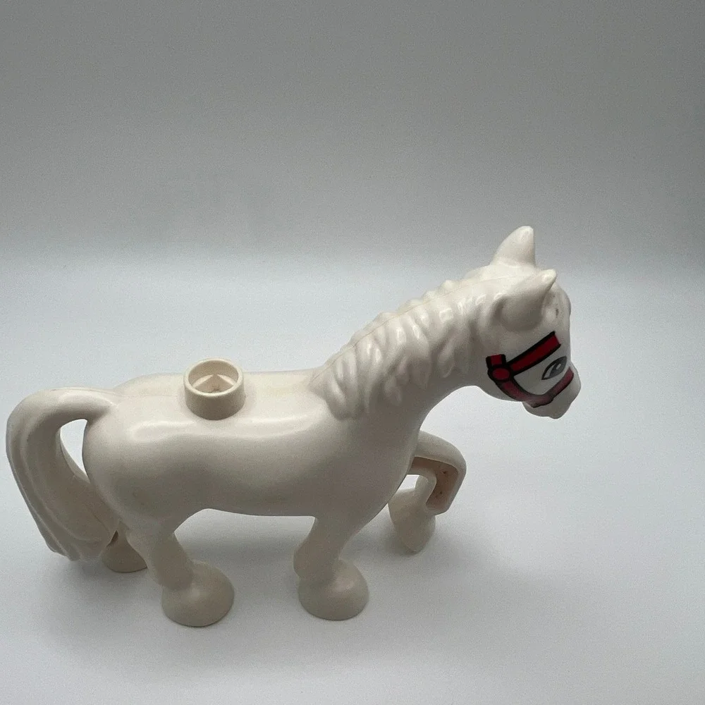LEGO‎ Duplo White Horse Red Bridle 10806 4 Inch Replacement Animal Figure